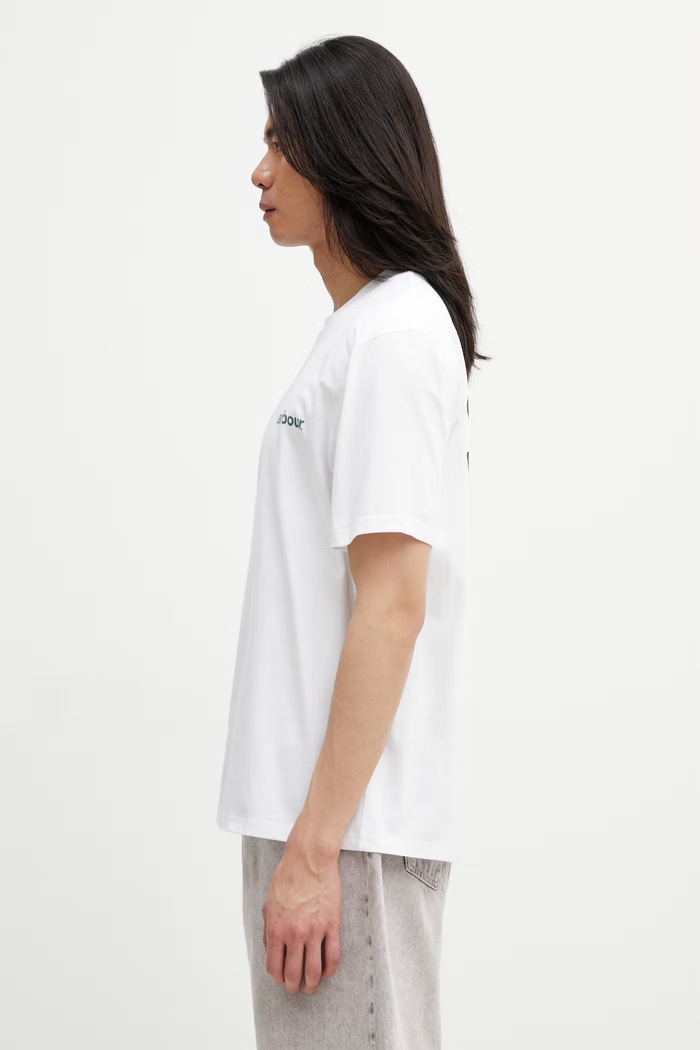 Barbour MTS1569WH11 T-shirt męski bawełniany MTS1569WH11 biały SS26