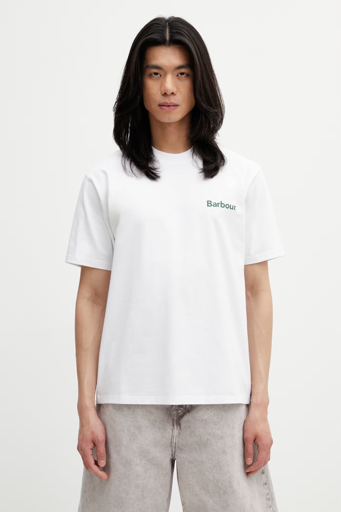 Odzież Barbour MTS1569WH11 T-shirt męski bawełniany MTS1569WH11 biały