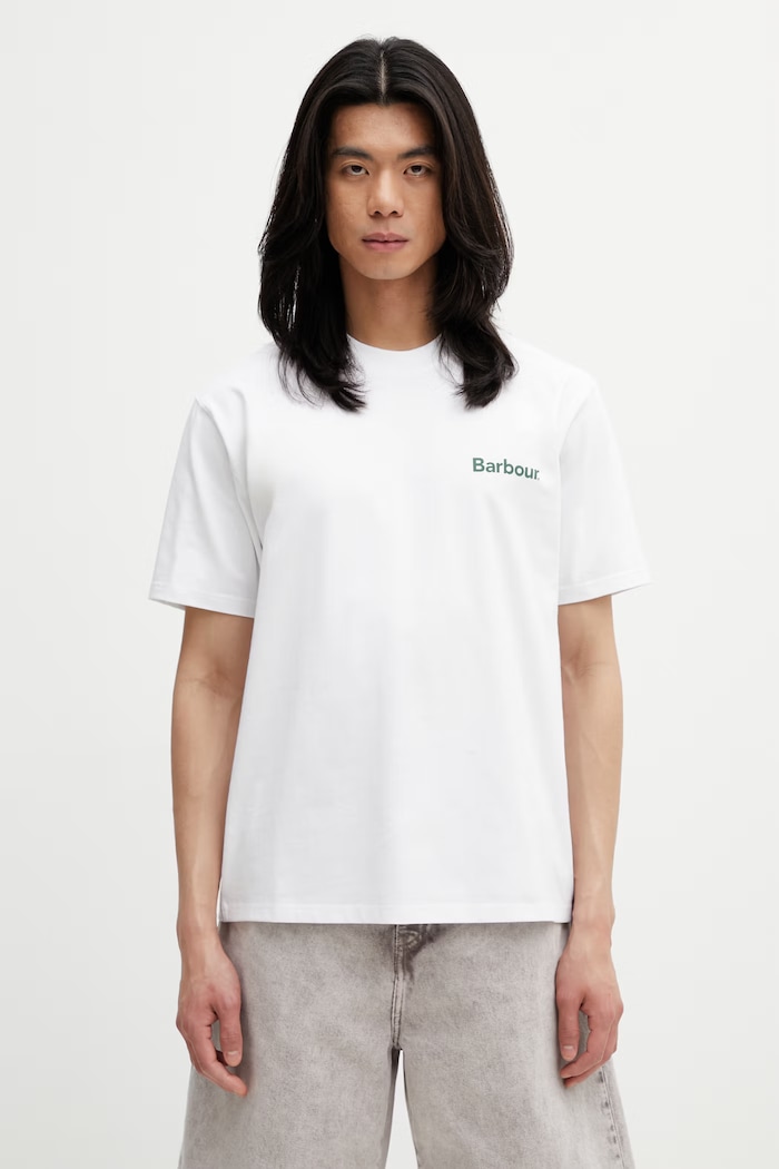 Odzież Barbour MTS1569WH11 T-shirt męski bawełniany MTS1569WH11 biały