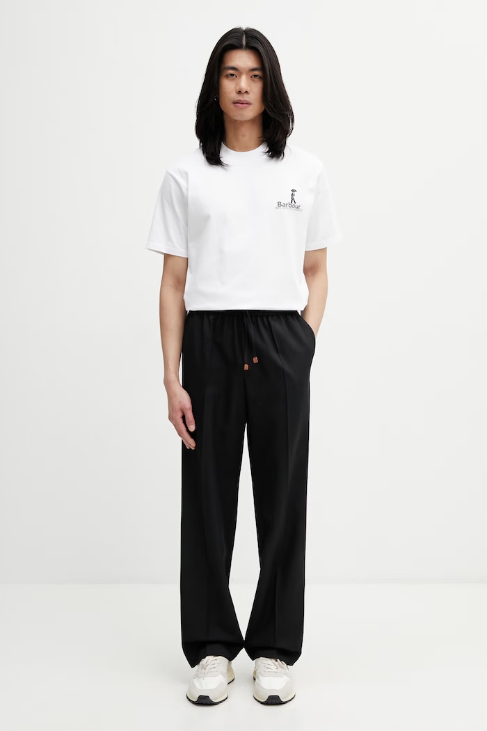 Barbour MTS1573WH11 T-shirt bawełniany męski MTS1573WH11 biały