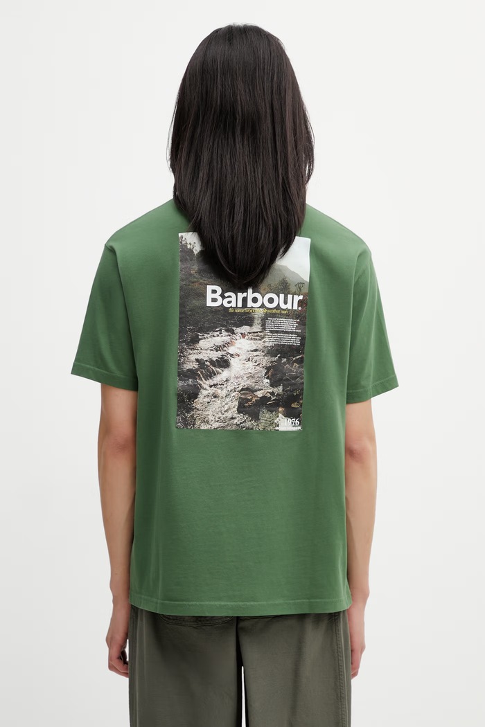 Barbour MTS1577GN18 тениска от памук мъжка зелен MTS1577GN18