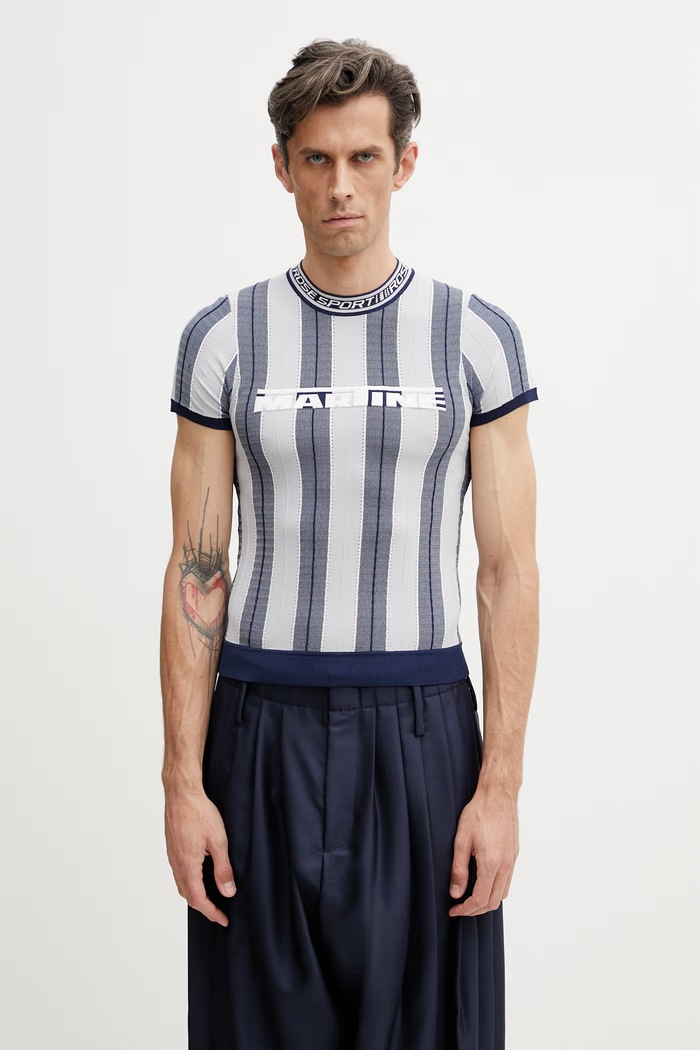 Martine Rose Logo t-shirt με βισκόζη Ανδρικό μπλε 959YA12507