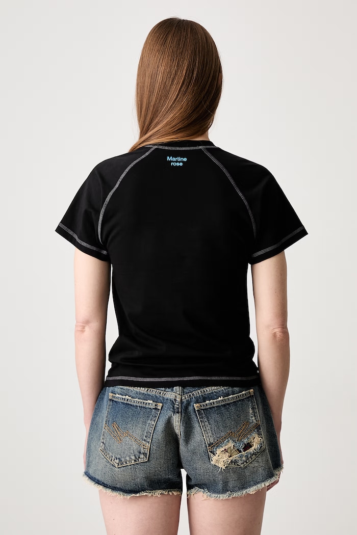 Clothing Martine Rose Raglan Shrunken t-shirt cotton Women's 639JS02001P black