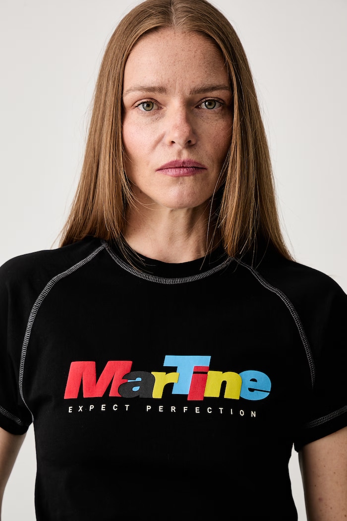 Martine Rose Raglan Shrunken t-shirt cotton Women's black 639JS02001P
