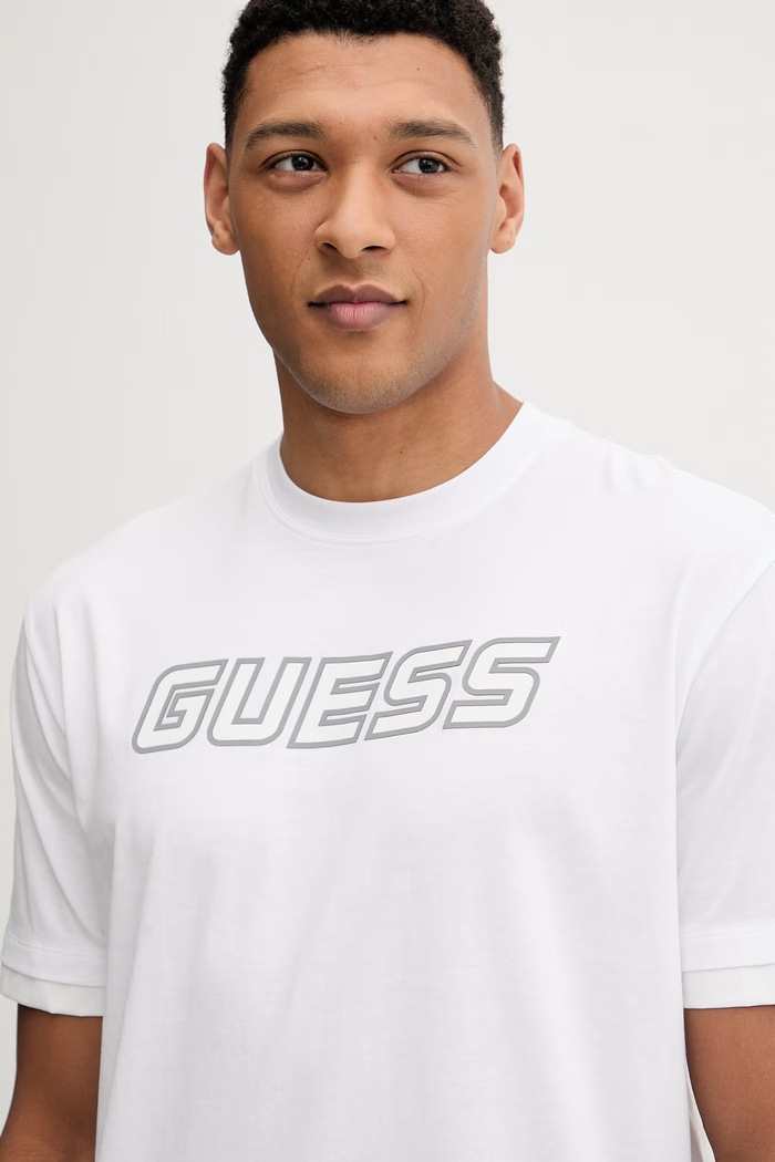 Bombažna kratka majica Guess GUSTAVE bela Z6GI01.K2835