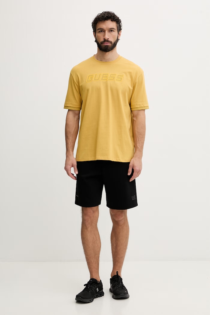 Guess t-shirt bawełniany GUSTAVE Z6GI01.K2835 żółty SS26