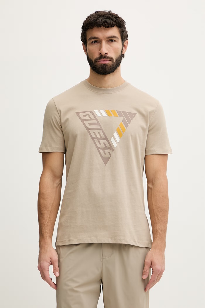 Guess T-shirt ανδρικό βαμβακερό FOLCO μπεζ Z6GI09.K2859