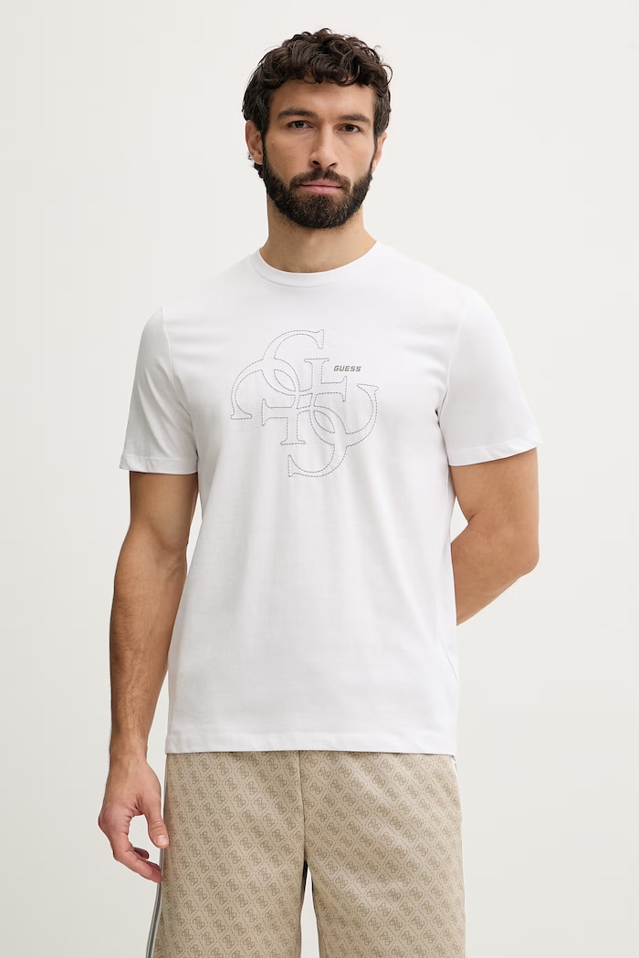 Guess тениска мъжка памучна TIBERIO бял Z6GI13.K2875
