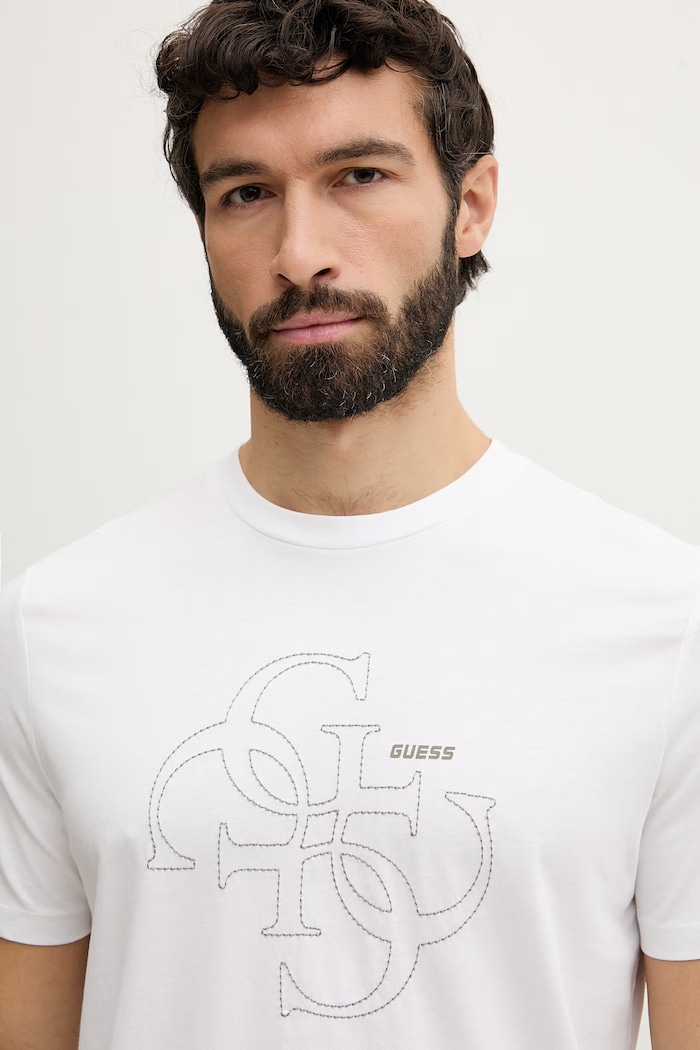 Guess тениска мъжка памучна TIBERIO бял Z6GI13.K2875