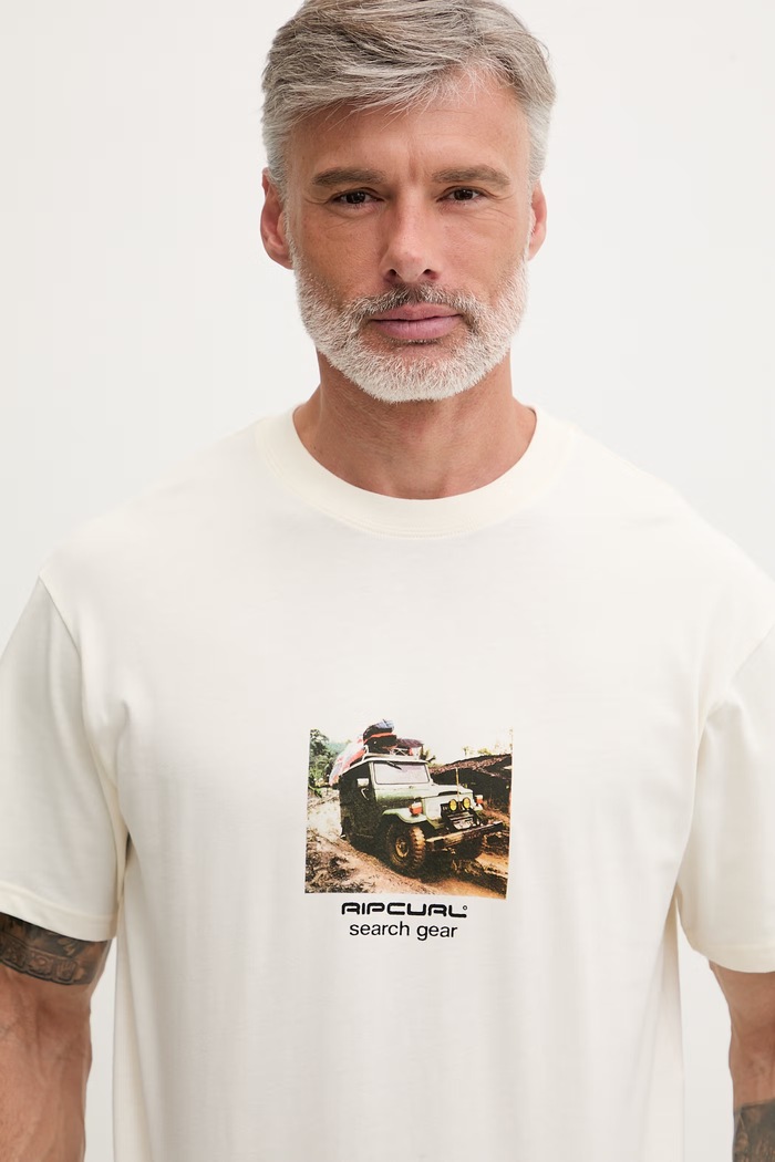 Rip Curl tricou pentru bărbați, din bumbac SEARCH RIG TEE bej 0XSMTE