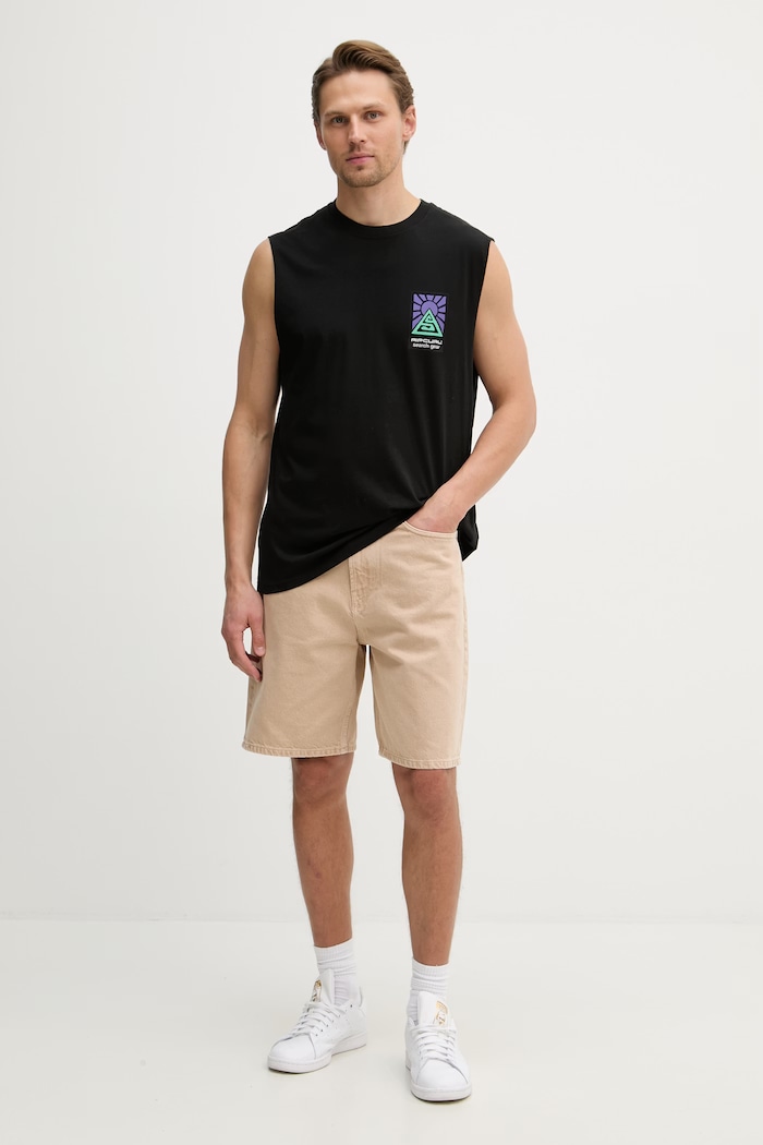 Rip Curl top pánsky bavlnený SEARCH DAWN MUSCLE 10PMTE čierna SS26