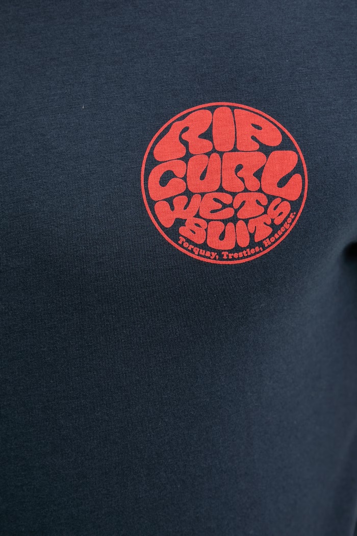 Rip Curl kratka majica moška bombažna WETTIE ICON 10VMTE mornarsko modra