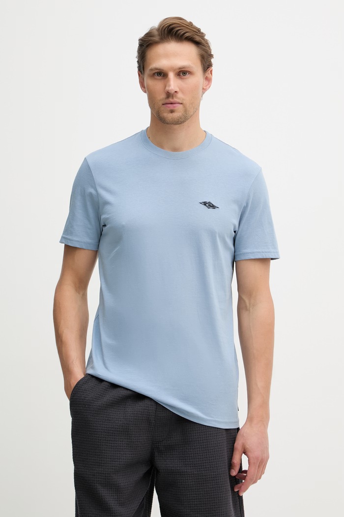 Rip Curl t-shirt Ανδρικό βαμβακερό STREAMLINE EMBROID TEE μπλε 10XMTE