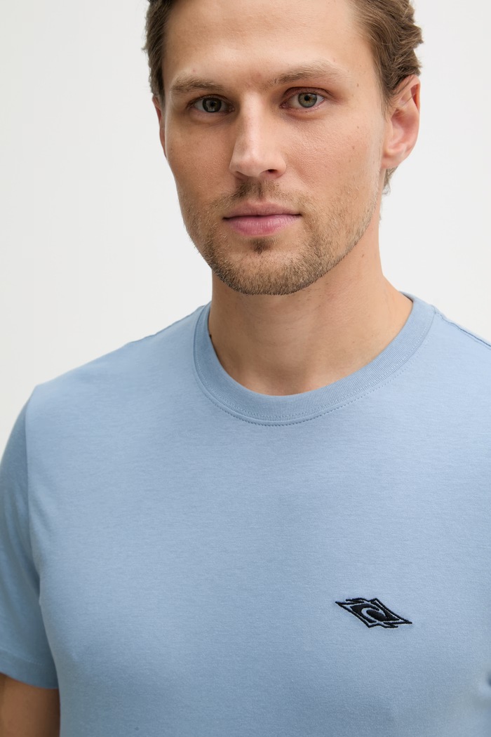 Rip Curl t-shirt Ανδρικό βαμβακερό STREAMLINE EMBROID TEE μπλε 10XMTE