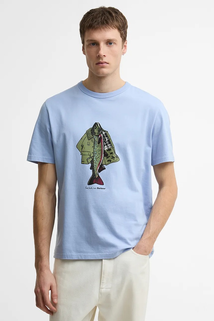Barbour x Paul Smith Fishing tričko bavlnené pánske modrá MTS1612BL54