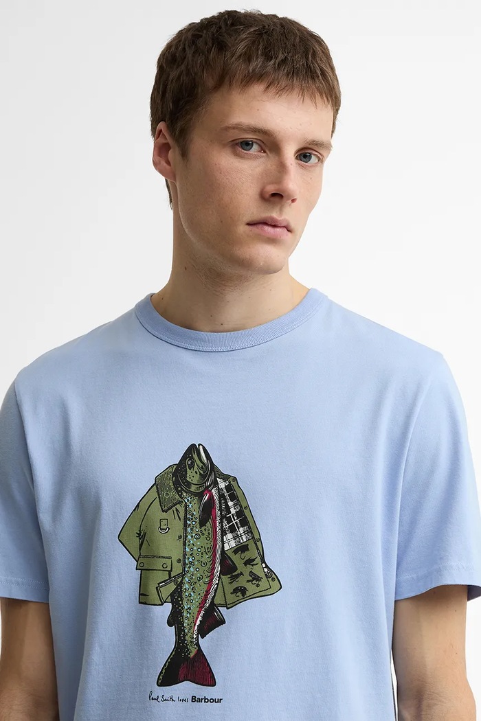 Barbour x Paul Smith Fishing tričko bavlnené pánske MTS1612BL54 modrá