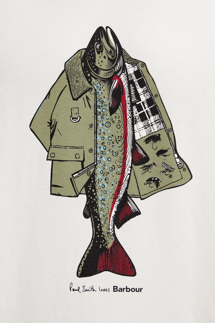 Barbour x Paul Smith Fishing футболка бавовняна чоловіча бежевий MTS1612WH32