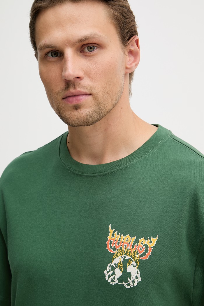 Hurley tričko pánske bavlnené zelená HSP26MMTS09554