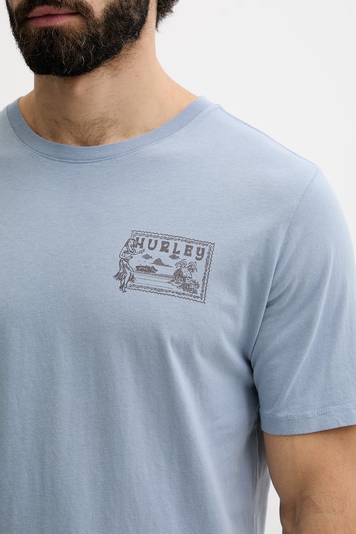 Hurley t-shirt męski bawełniany HSP26MMTS08557 niebieski