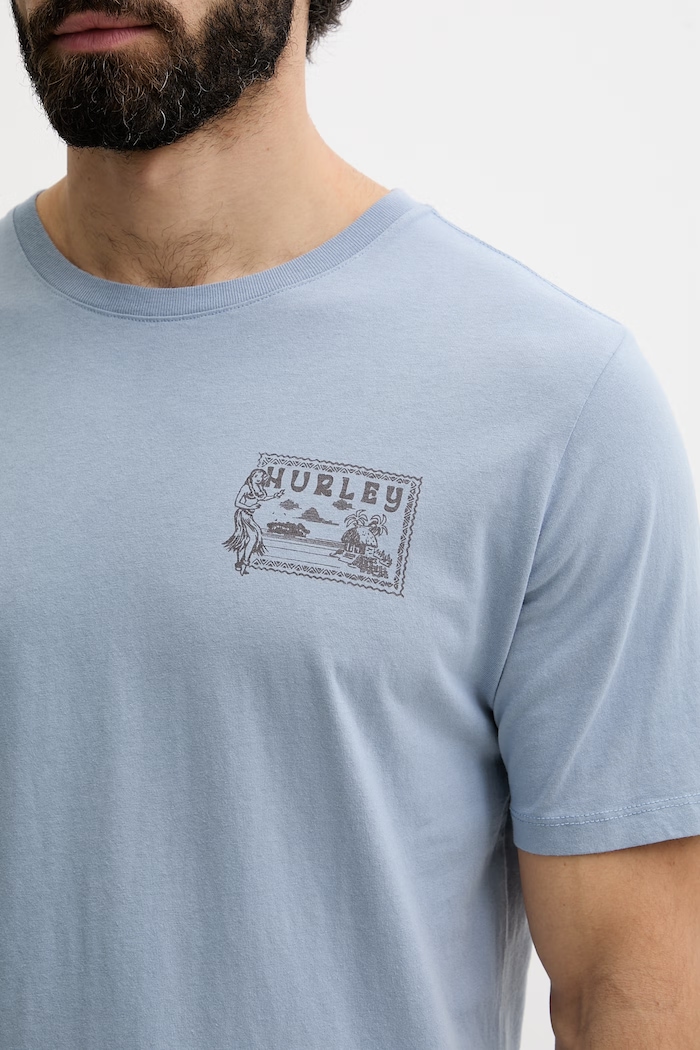 Hurley t-shirt męski bawełniany HSP26MMTS08557 niebieski