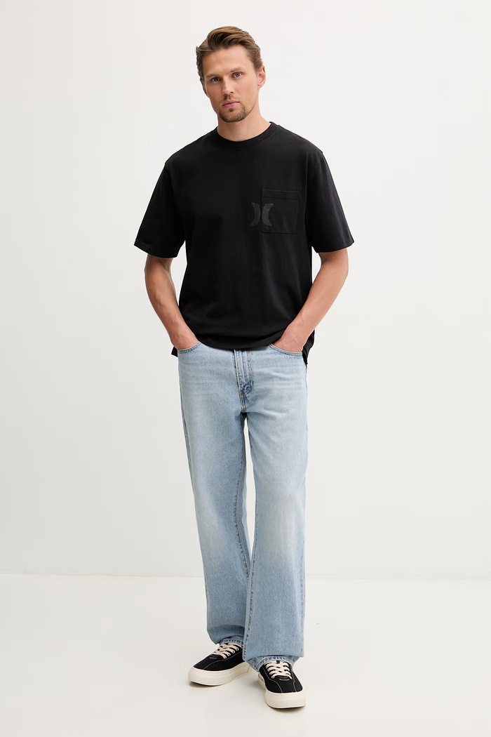 Hurley t-shirt męski bawełniany BUBBLE MTSEUMT0003 czarny SS26
