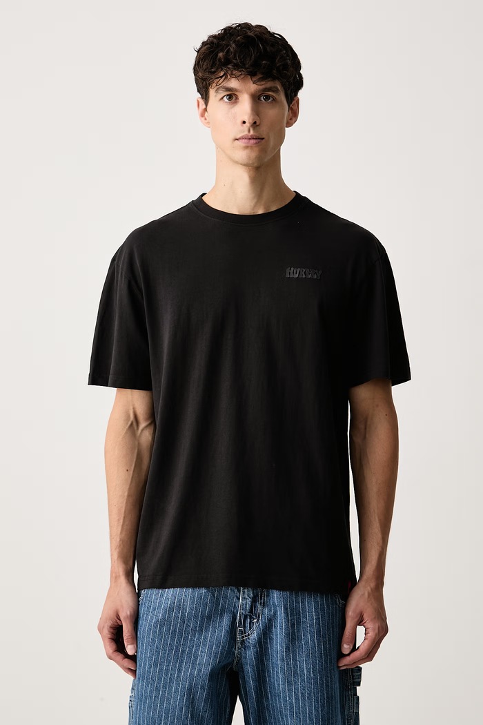 Odzież Hurley t-shirt męski bawełniany BUBBLE MTSEUMT0003 czarny
