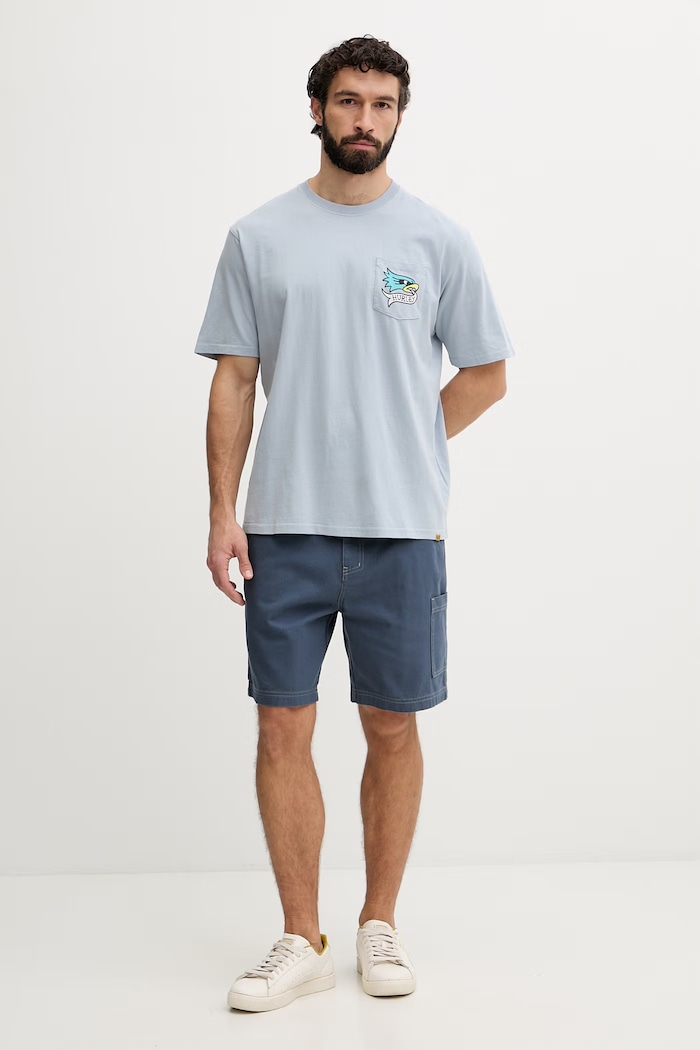 Hurley oversize tričko pánske bavlnené ETAM MTSEUET0005 modrá SS26