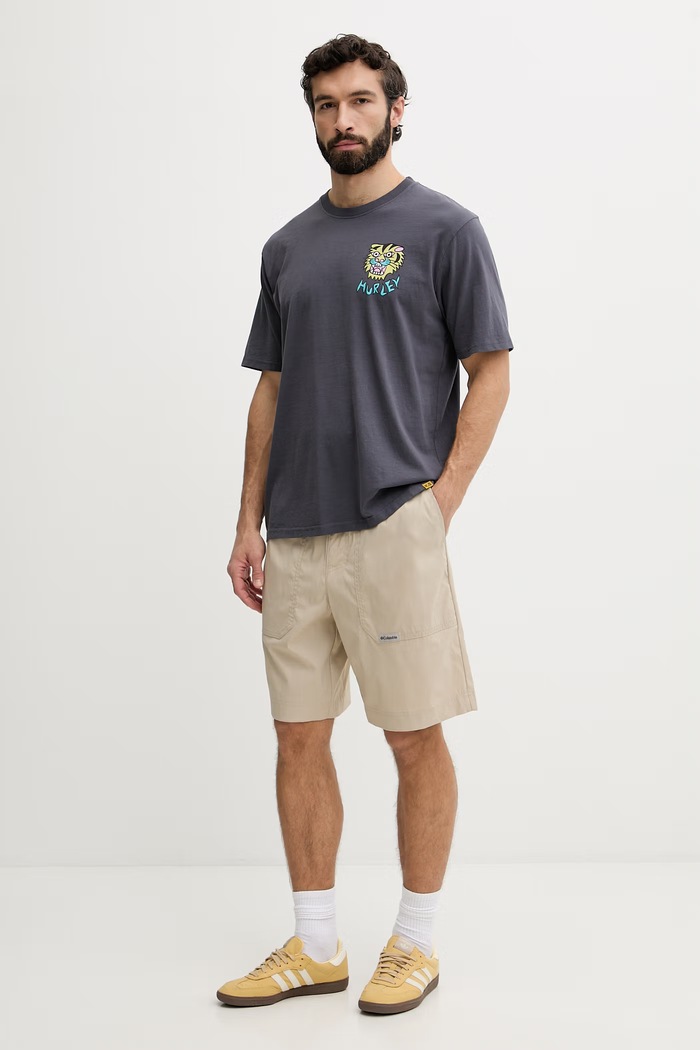 Hurley t-shirt męski bawełniany ETAM MTSEUET0001 szary SS26