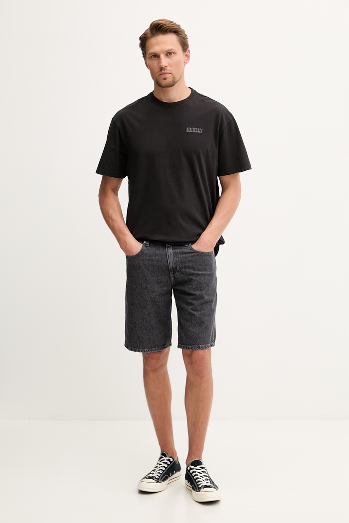 Hurley tričko pánske bavlnené KRAFT MTSEUKR0001 čierna SS26