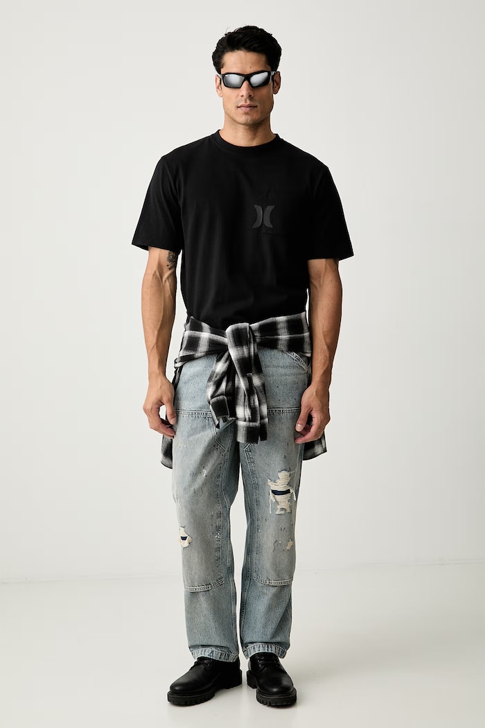 Hurley tričko pánske bavlnené KRAFT MTSEUKR0001 čierna SS26