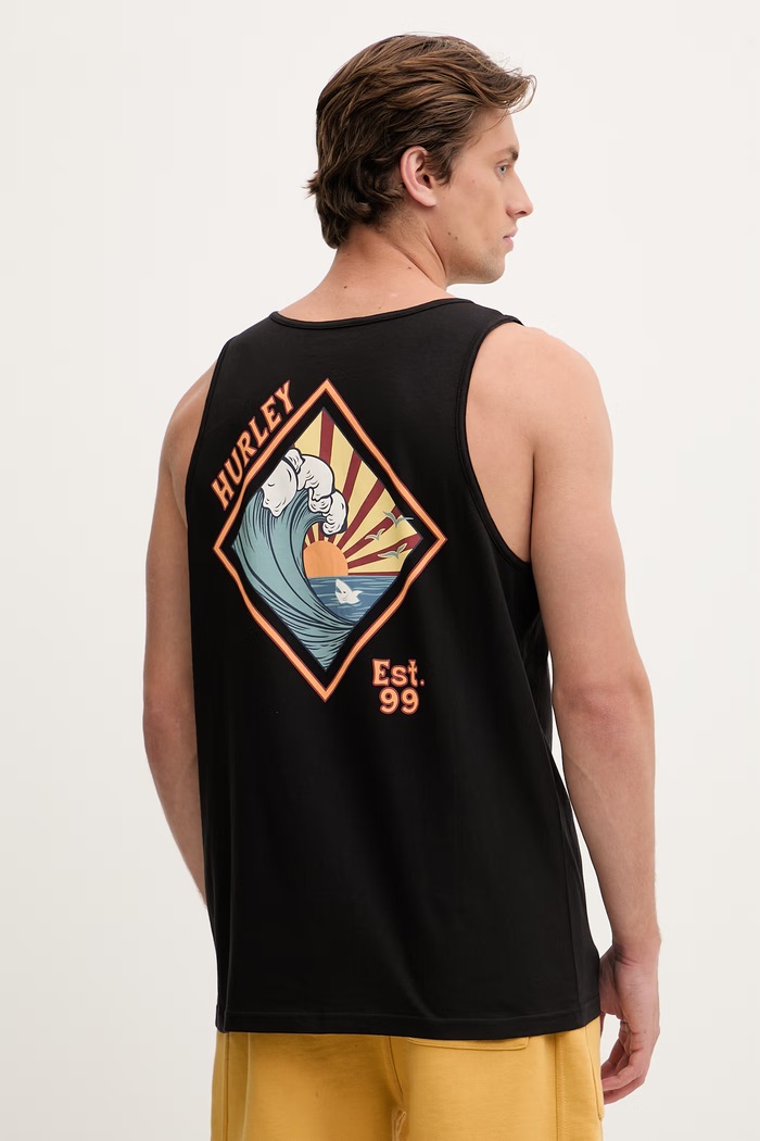 Hurley top pánsky bavlnený čierna MTKEUED0004