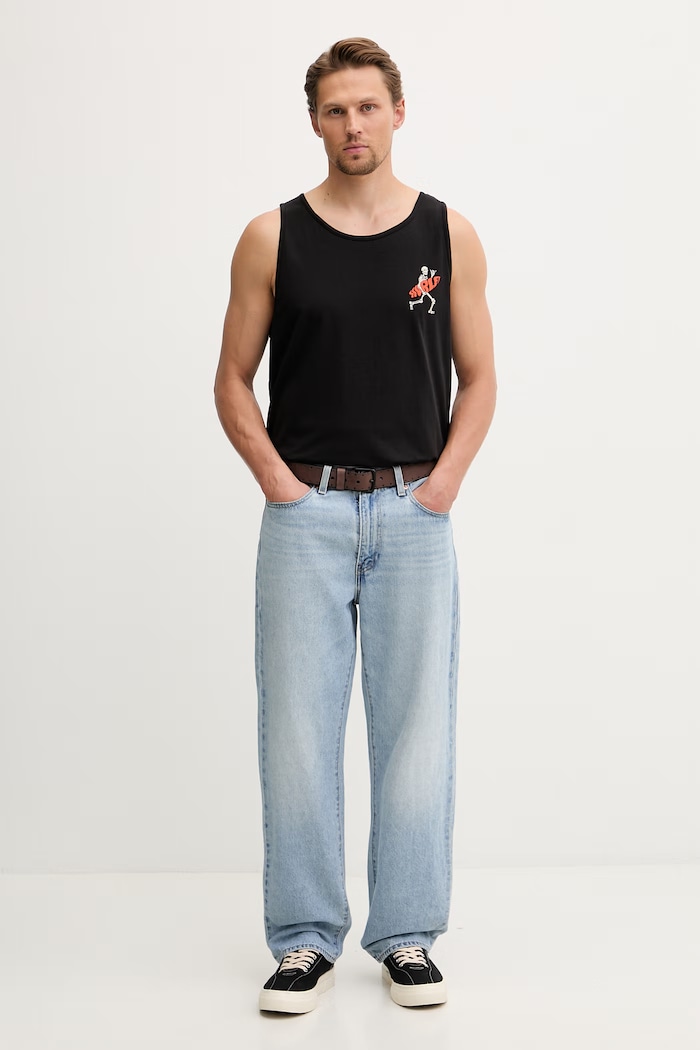 Hurley top męski bawełniany MTKEUED0005 czarny SS26