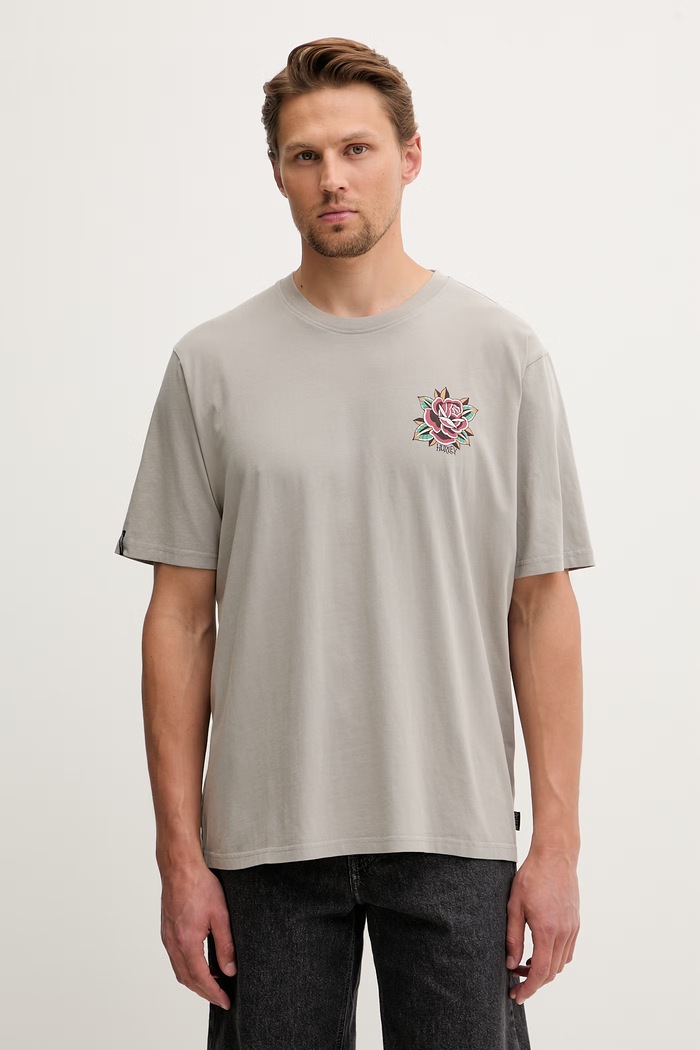 Ρούχα Hurley T-shirt ανδρικό βαμβακερό MTSEUTT0002 γκρί