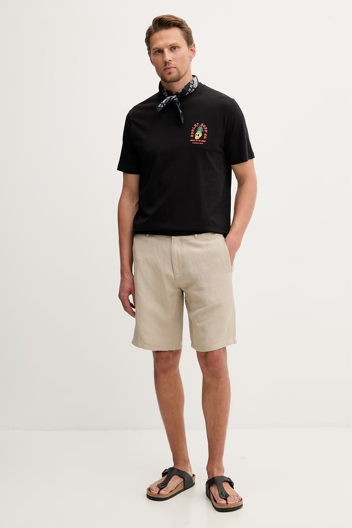 Hurley t-shirt męski bawełniany MTSEUED0001 czarny SS26
