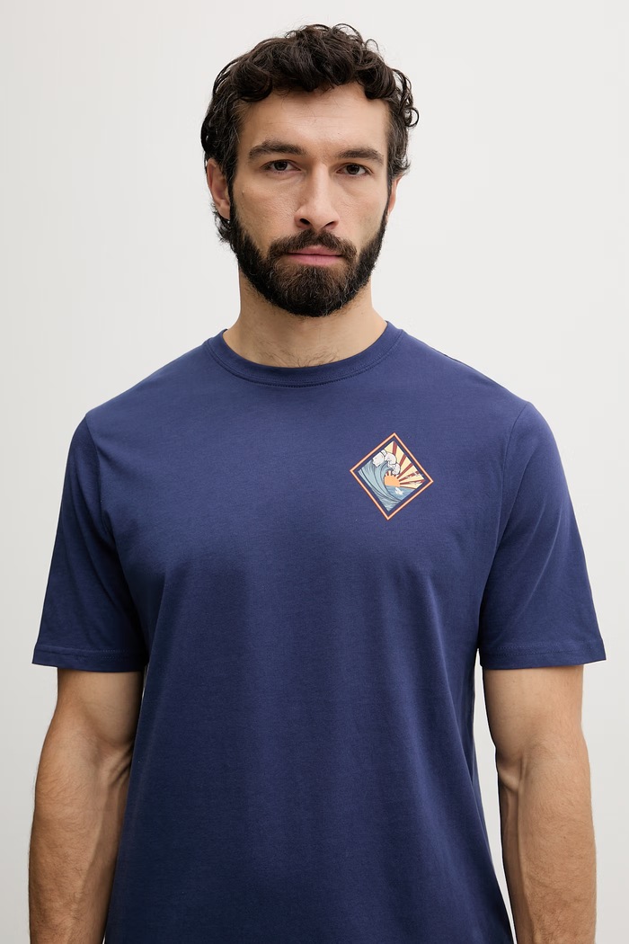Hurley t-shirt ανδρικό βαμβακερό σκούρο μπλε MTSEUED0005