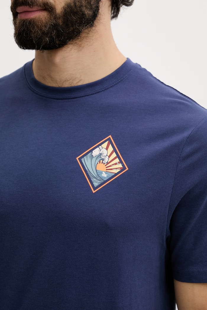 Hurley t-shirt ανδρικό βαμβακερό MTSEUED0005 σκούρο μπλε