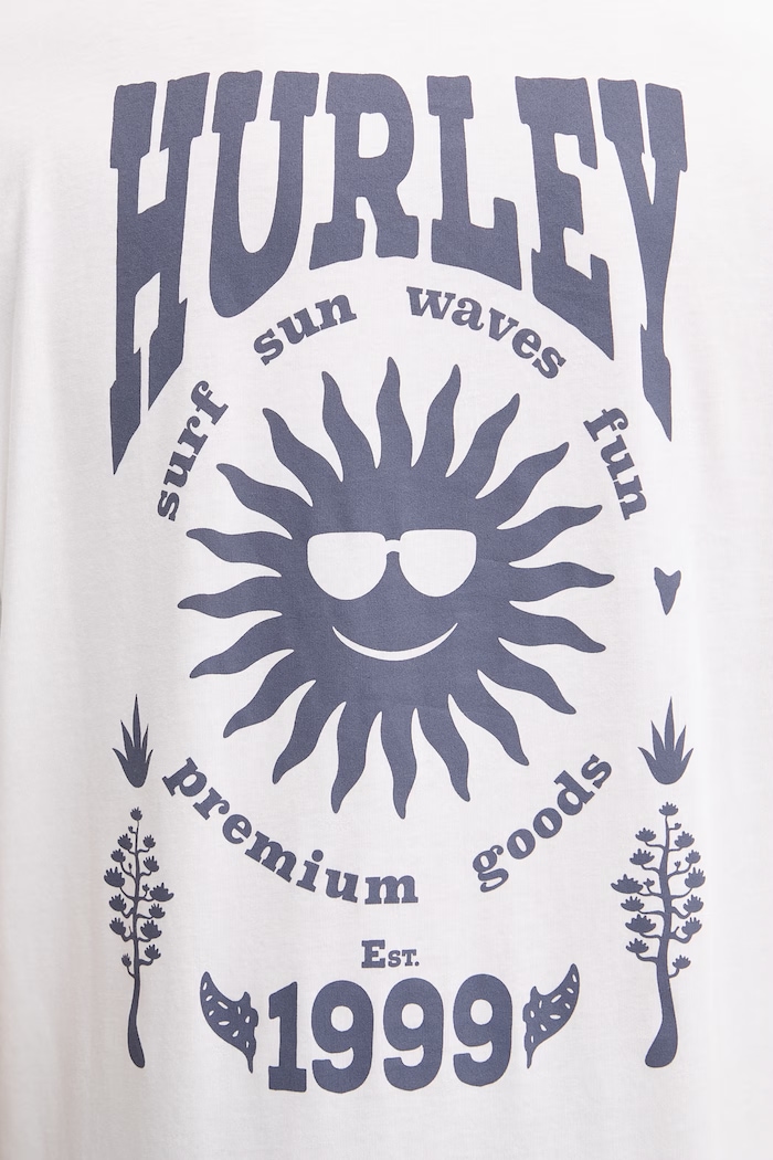 Hurley tricou pentru bărbați, din bumbac MTSEUED0009 alb