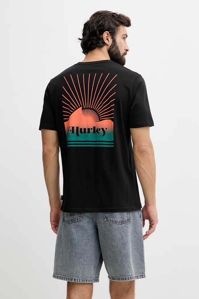 Hurley t-shirt męski bawełniany czarny MTSEUED0020