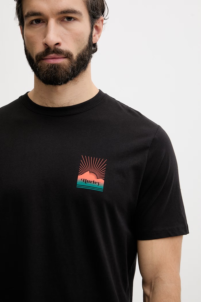 Hurley t-shirt męski bawełniany czarny MTSEUED0020