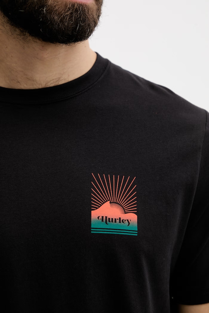 Hurley t-shirt męski bawełniany MTSEUED0020 czarny