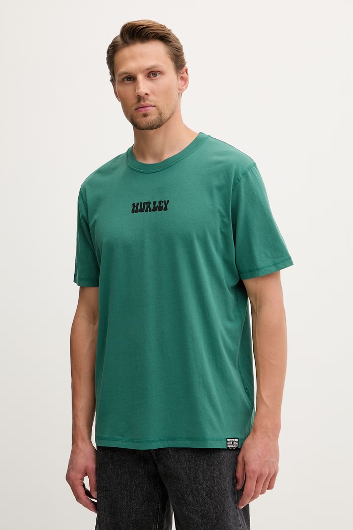 Hurley t-shirt Ανδρικό βαμβακερό πράσινο MTSEU00025