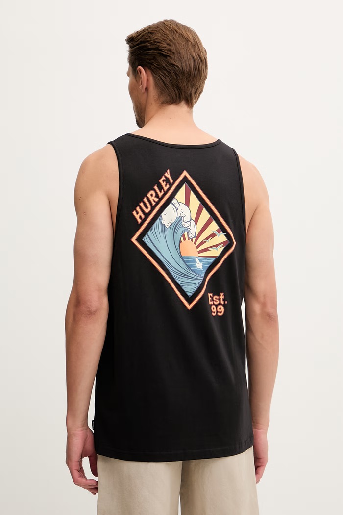 Hurley t-shirt ανδρικό βαμβακερό μαύρο MTSEU00025