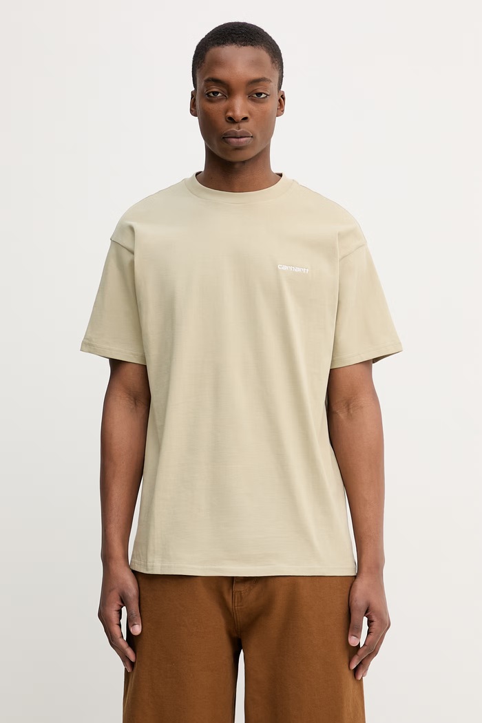 Carhartt WIP S/S Script Embroidery T-Shirt из хлопка для мужчин зелёный I030435.3LWXX