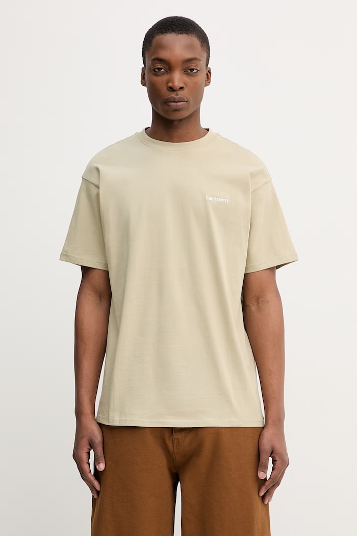 Carhartt WIP S/S Script Embroidery T-Shirt из хлопка для мужчин зелёный I030435.3LWXX