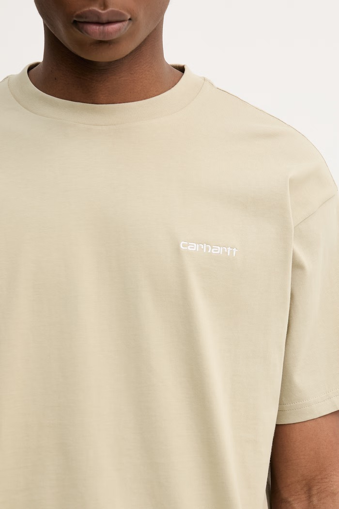 Carhartt WIP S/S Script Embroidery T-Shirt из хлопка для мужчин зелёный I030435.3LWXX