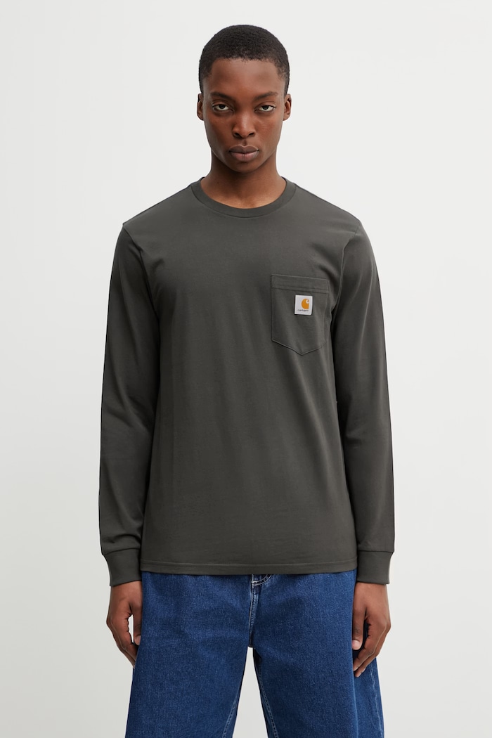 Carhartt WIP L/S Pocket T-Shirt tričko s dlhým rukávom bavlnené pánske zelená I030437.3IQXX
