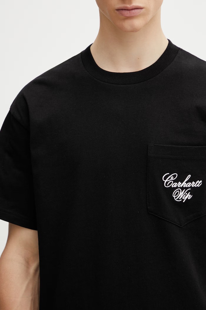 Carhartt WIP S/S Longhand Pocket T-Shirt bawełniany męski czarny I036204.0D2XX