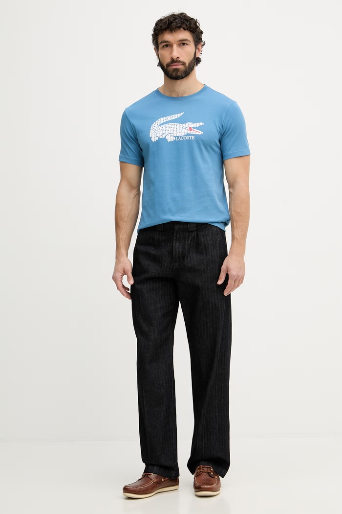 Lacoste T-shirt męski z bawełną TH0338 niebieski SS26
