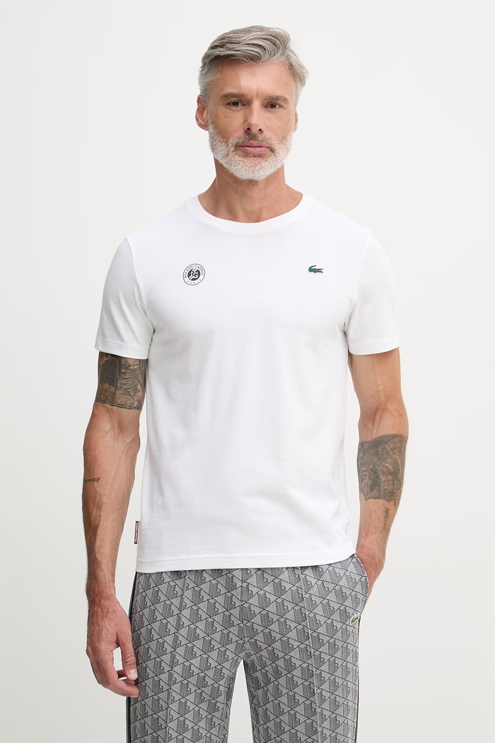 Lacoste tricou pentru bărbați, cu bumbac bej TH8309