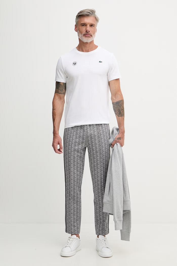 Lacoste tricou pentru bărbați, cu bumbac TH8309 bej SS26